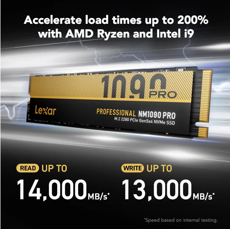 Lexar® Professional NM1090 PRO PCIe 5.0 NVMe M.2 2280 SSD 4TB