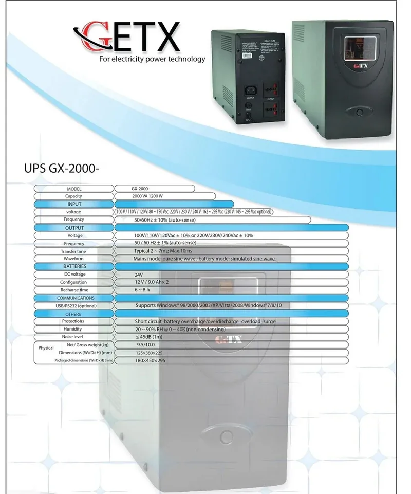 UPS GETX 2KV ONLINE 6 battery