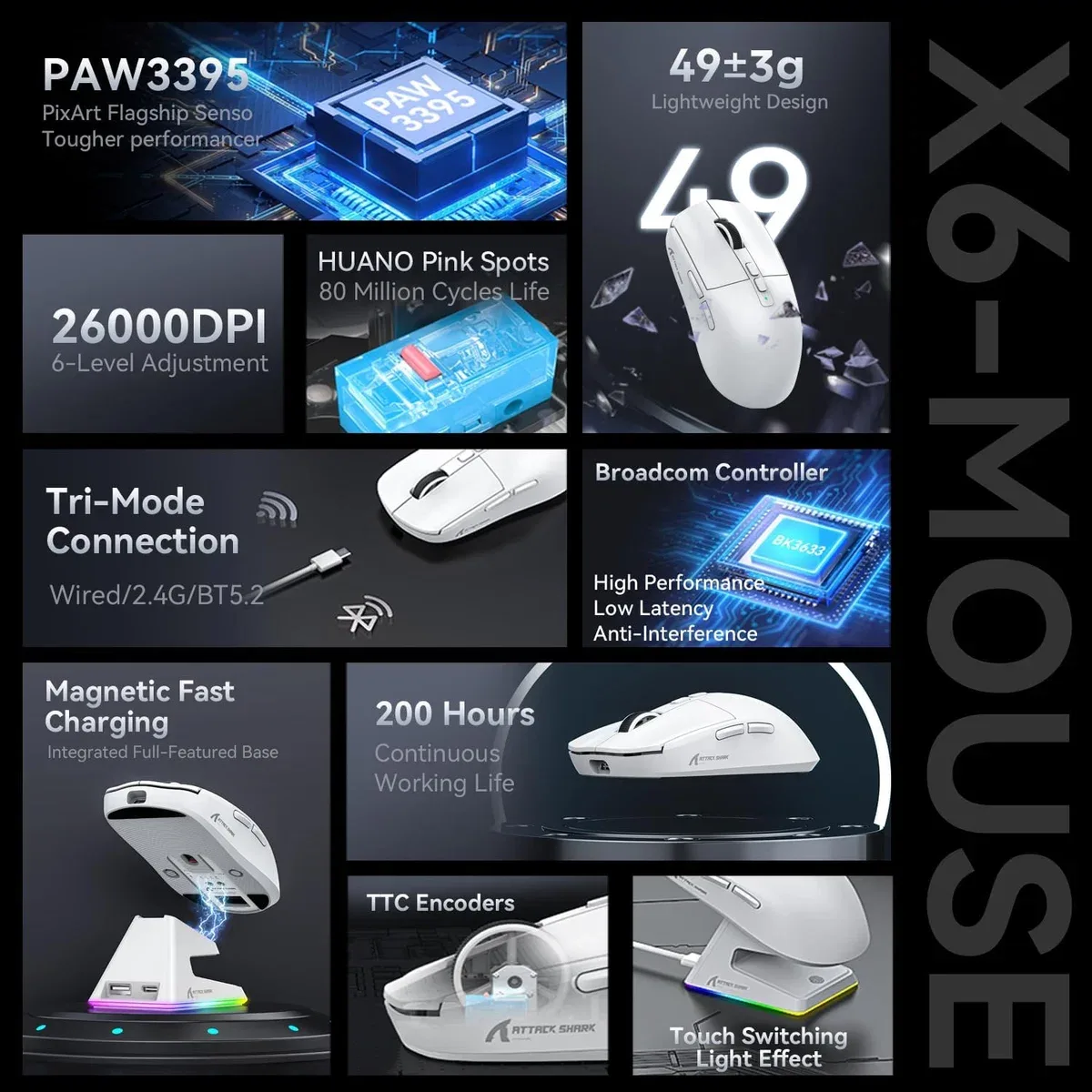 ATTACK SHARK X6 WHITE