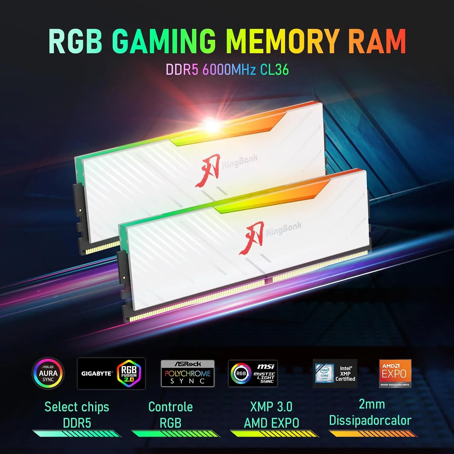 RAM KingBank 32GB 2x16 6000mhz CL36 WHITE
