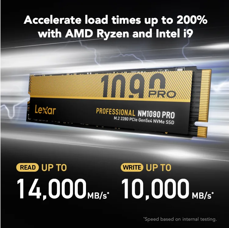 Lexar® Professional NM1090 PRO PCIe 5.0 NVMe M.2 2280 SSD 4TB
