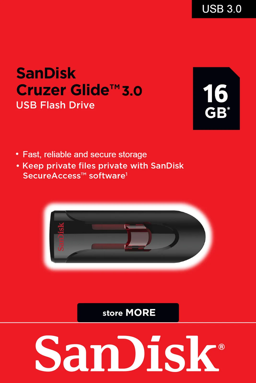 USB FLASH SANDISK CRUZER GLIDE 16GB