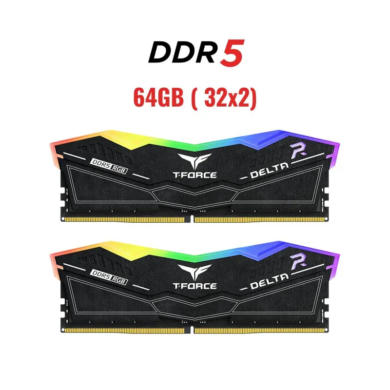 TeamGroup T-FORCE DELTA RGB 64GB (2x32GB) DDR5 6000MHz CL38