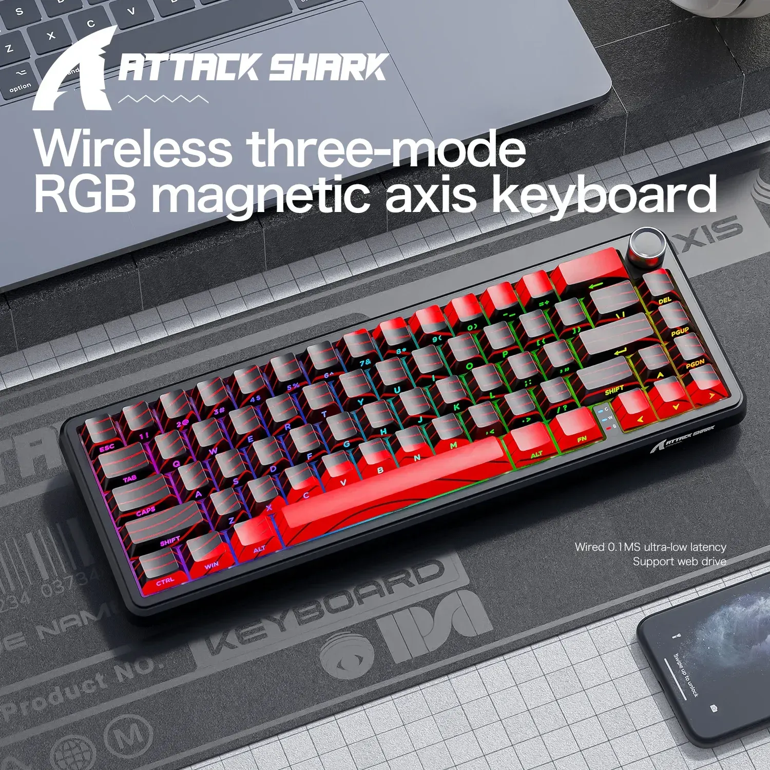 attack shark x65 pro HE black and red